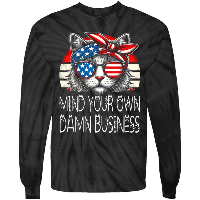 Walz Mind Your Own Damn Business Harris Waltz Cat Lady Tie-Dye Long Sleeve Shirt