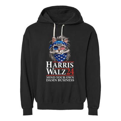 Walz Mind Your Own Damn Business Harris Waltz Cat Lady Garment-Dyed Fleece Hoodie