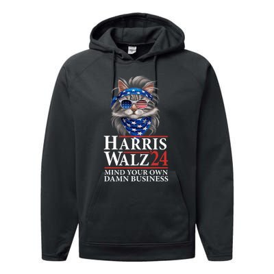 Walz Mind Your Own Damn Business Harris Waltz Cat Lady Performance Fleece Hoodie