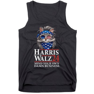 Walz Mind Your Own Damn Business Harris Waltz Cat Lady Tank Top