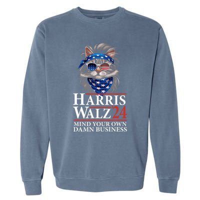 Walz Mind Your Own Damn Business Harris Waltz Cat Lady Garment-Dyed Sweatshirt