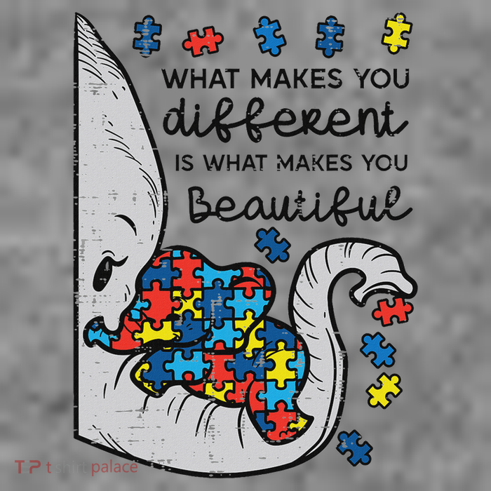 What Makes You Different Beautiful Elephant Autism Awareness 7-Panel Snapback Hat
