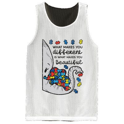 What Makes You Different Beautiful Elephant Autism Awareness Mesh Reversible Basketball Jersey Tank