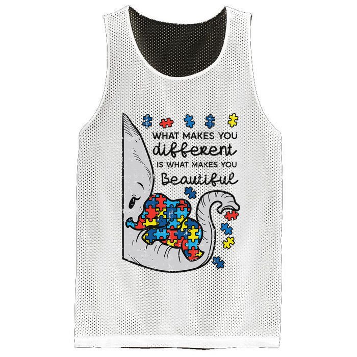 What Makes You Different Beautiful Elephant Autism Awareness Mesh Reversible Basketball Jersey Tank