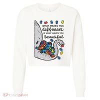 What Makes You Different Beautiful Elephant Autism Awareness Cropped Pullover Crew