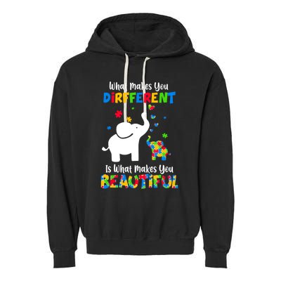 What Makes You Different Autism Child Elephant Mom Awareness Garment-Dyed Fleece Hoodie