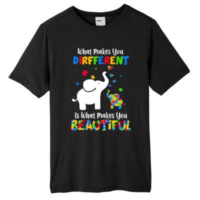 What Makes You Different Autism Child Elephant Mom Awareness Tall Fusion ChromaSoft Performance T-Shirt