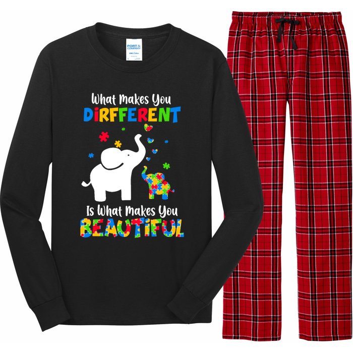 What Makes You Different Autism Child Elephant Mom Awareness Long Sleeve Pajama Set