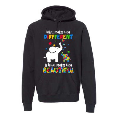 What Makes You Different Autism Child Elephant Mom Awareness Premium Hoodie