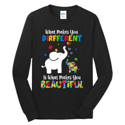 What Makes You Different Autism Child Elephant Mom Awareness Tall Long Sleeve T-Shirt