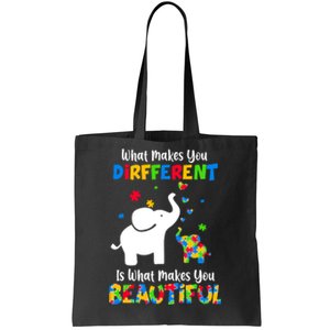 What Makes You Different Autism Child Elephant Mom Awareness Tote Bag