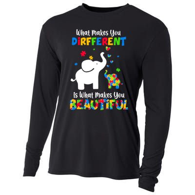 What Makes You Different Autism Child Elephant Mom Awareness Cooling Performance Long Sleeve Crew