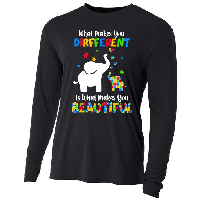 What Makes You Different Autism Child Elephant Mom Awareness Cooling Performance Long Sleeve Crew