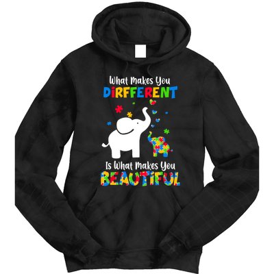 What Makes You Different Autism Child Elephant Mom Awareness Tie Dye Hoodie