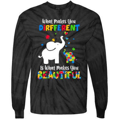 What Makes You Different Autism Child Elephant Mom Awareness Tie-Dye Long Sleeve Shirt