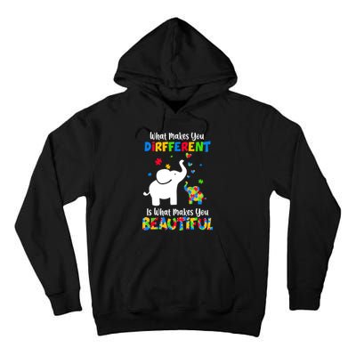 What Makes You Different Autism Child Elephant Mom Awareness Tall Hoodie