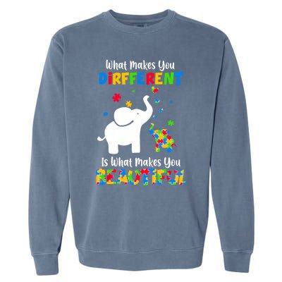 What Makes You Different Autism Child Elephant Mom Awareness Garment-Dyed Sweatshirt