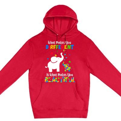 What Makes You Different Autism Child Elephant Mom Awareness Premium Pullover Hoodie