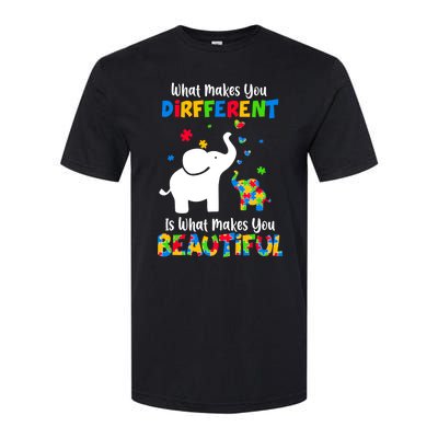 What Makes You Different Autism Child Elephant Mom Awareness Softstyle CVC T-Shirt