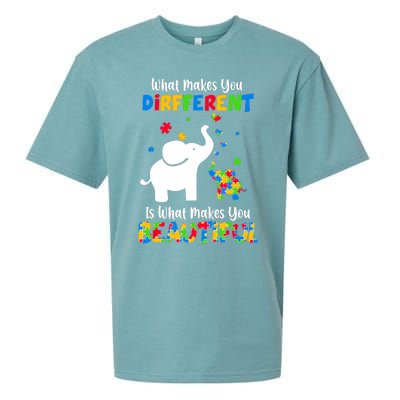 What Makes You Different Autism Child Elephant Mom Awareness Sueded Cloud Jersey T-Shirt