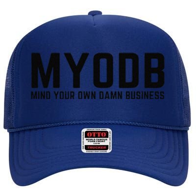 Walz Mind Your Own Damn Business Harris Waltz Cat Lady High Crown Mesh Back Trucker Hat