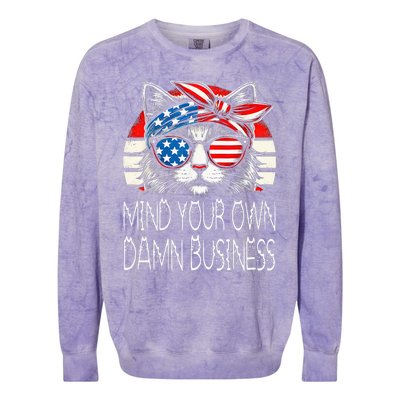 Walz Mind Your Own Damn Business Harris Waltz Cat Lady Colorblast Crewneck Sweatshirt