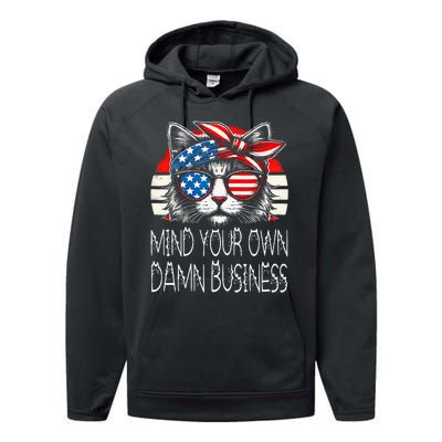 Walz Mind Your Own Damn Business Harris Waltz Cat Lady Performance Fleece Hoodie