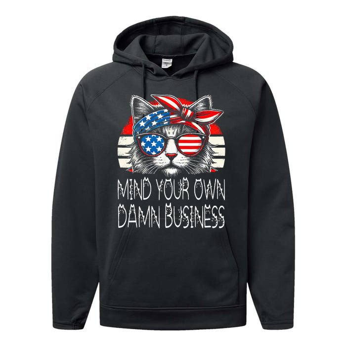 Walz Mind Your Own Damn Business Harris Waltz Cat Lady Performance Fleece Hoodie