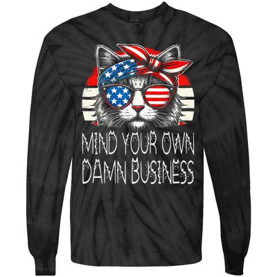 Walz Mind Your Own Damn Business Harris Waltz Cat Lady Tie-Dye Long Sleeve Shirt