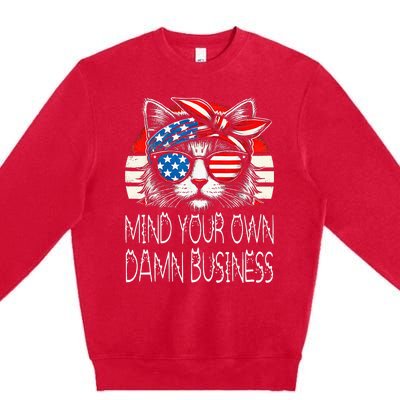 Walz Mind Your Own Damn Business Harris Waltz Cat Lady Premium Crewneck Sweatshirt