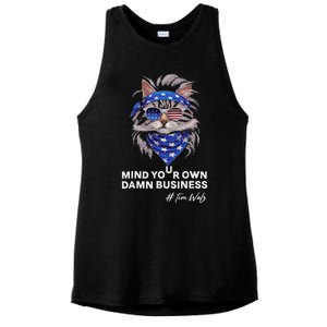 Walz Mind Your Own Damn Business Harris Waltz Cat Lady Ladies PosiCharge Tri-Blend Wicking Tank