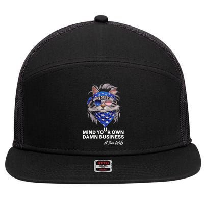 Walz Mind Your Own Damn Business Harris Waltz Cat Lady 7 Panel Mesh Trucker Snapback Hat