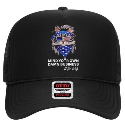 Walz Mind Your Own Damn Business Harris Waltz Cat Lady High Crown Mesh Back Trucker Hat