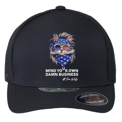 Walz Mind Your Own Damn Business Harris Waltz Cat Lady Flexfit Unipanel Trucker Cap