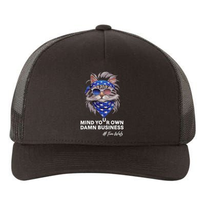 Walz Mind Your Own Damn Business Harris Waltz Cat Lady Yupoong Adult 5-Panel Trucker Hat