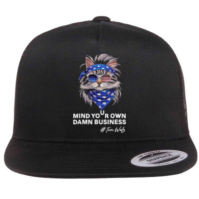 Walz Mind Your Own Damn Business Harris Waltz Cat Lady Flat Bill Trucker Hat