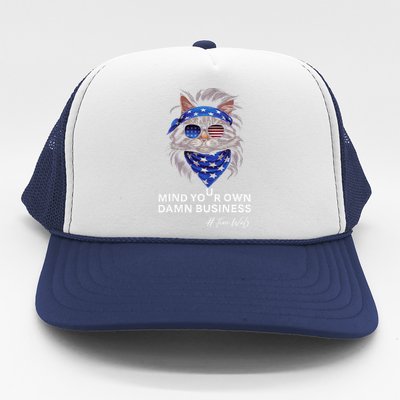 Walz Mind Your Own Damn Business Harris Waltz Cat Lady Trucker Hat