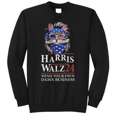 Walz Mind Your Own Damn Business Harris Waltz Cat Lady Sweatshirt