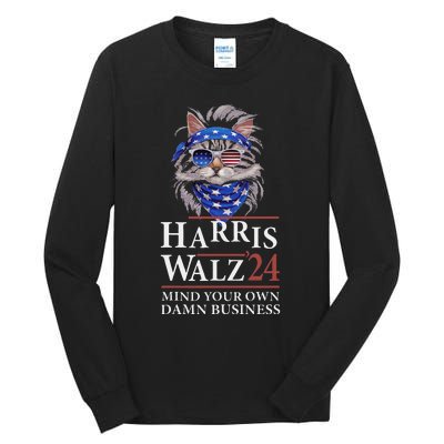 Walz Mind Your Own Damn Business Harris Waltz Cat Lady Tall Long Sleeve T-Shirt