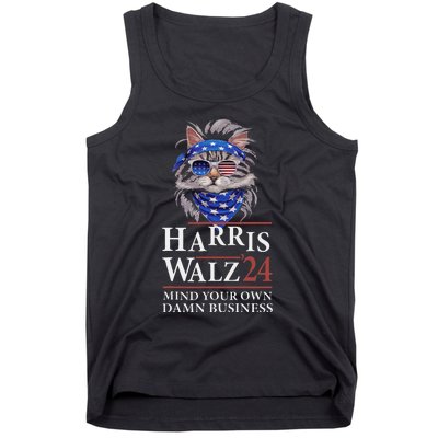 Walz Mind Your Own Damn Business Harris Waltz Cat Lady Tank Top