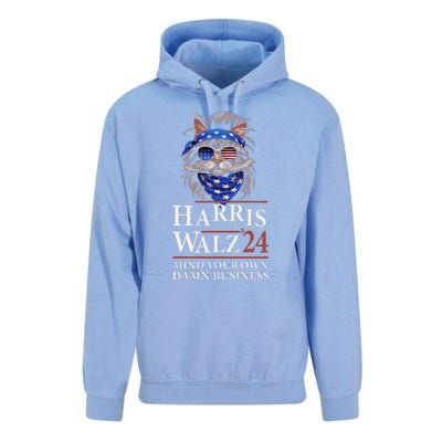 Walz Mind Your Own Damn Business Harris Waltz Cat Lady Unisex Surf Hoodie