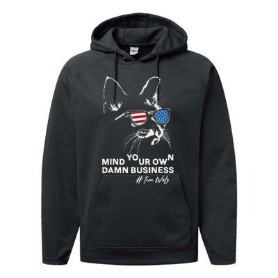 Walz Mind Your Own Damn Business Harris Waltz Cat Lady Performance Fleece Hoodie