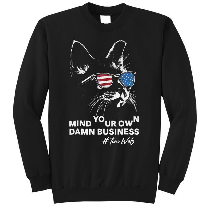 Walz Mind Your Own Damn Business Harris Waltz Cat Lady Sweatshirt