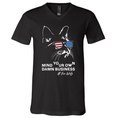 Walz Mind Your Own Damn Business Harris Waltz Cat Lady V-Neck T-Shirt