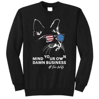 Walz Mind Your Own Damn Business Harris Waltz Cat Lady Tall Sweatshirt