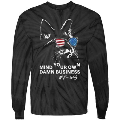 Walz Mind Your Own Damn Business Harris Waltz Cat Lady Tie-Dye Long Sleeve Shirt