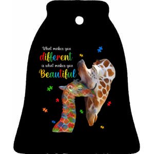 What Makes You Different Giraffe Mom Autism Child Awareness Ceramic Bell Ornament