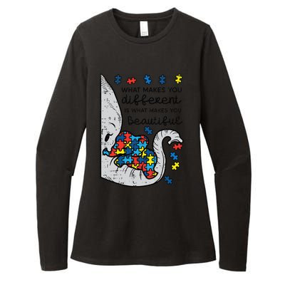 What Makes You Different Beautiful Elephant Autism Awareness Womens CVC Long Sleeve Shirt