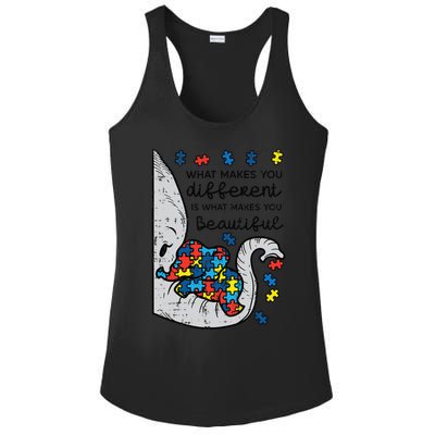 What Makes You Different Beautiful Elephant Autism Awareness Ladies PosiCharge Competitor Racerback Tank