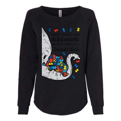 What Makes You Different Beautiful Elephant Autism Awareness Womens California Wash Sweatshirt